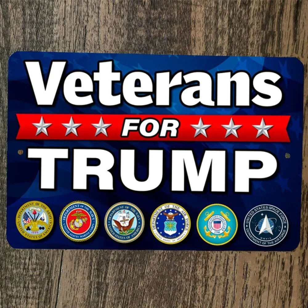 Veterans for Trump‎ 8x12 Metal Wall Sign USA #45 Donald